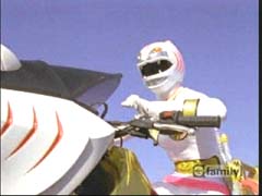 White Ranger chases it on her Savage Cycle