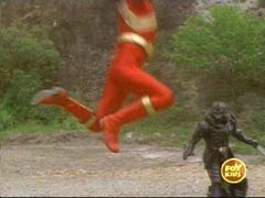 Zenaku attacks the Red Ranger